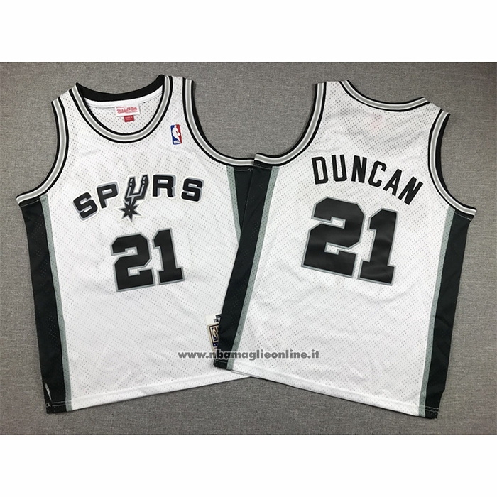 Maglia Bambino San Antonio Spurs Tim Duncan #21 Mitchell & Ness 1998-99 Bianco